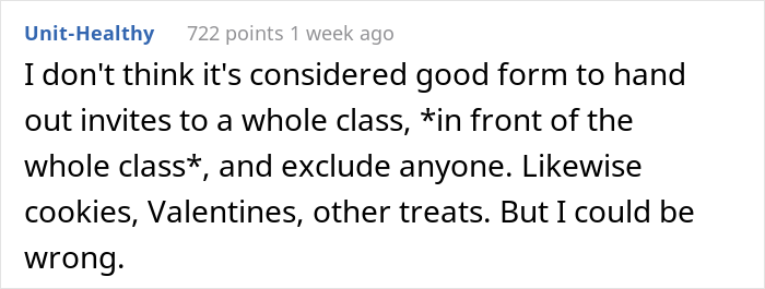 Teacher Calls Out This Mother Who Invited The Whole Class To Daughter's Birthday Party Except For A Bully, Mom Asks If She Was Wrong