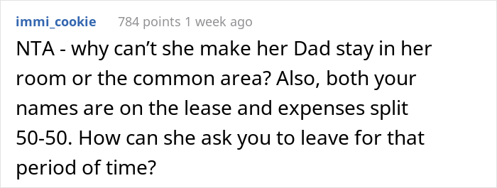 21 Y.O. Woman Gets Called Out For Refusing To Give Up Her Room Because Her Roommate&rsquo;s Dad Needed A Place To Sleep