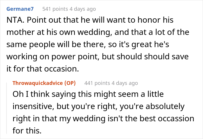 "This Was An Instant No From Me": Bride Denies Stepson&rsquo;s Request To Do Powerpoint Display Honoring His Late Mom At Wedding, Family Drama Ensues