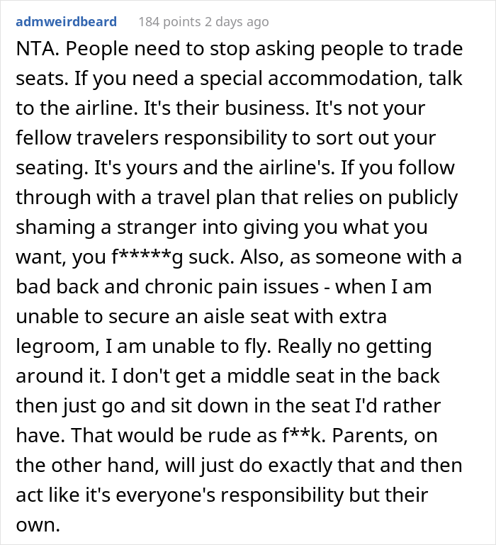Mom Furious Over Guy Not Giving Up His Airplane Seat Makes Snide Remarks, He Turns To The Internet To Ask Which One Of Them Was In The Wrong Mom Furious Over Guy Not Giving Up His Airplane Seat Makes Snide Remarks, He Turns To The Internet To Ask Which One Of Them Was In The Wrong