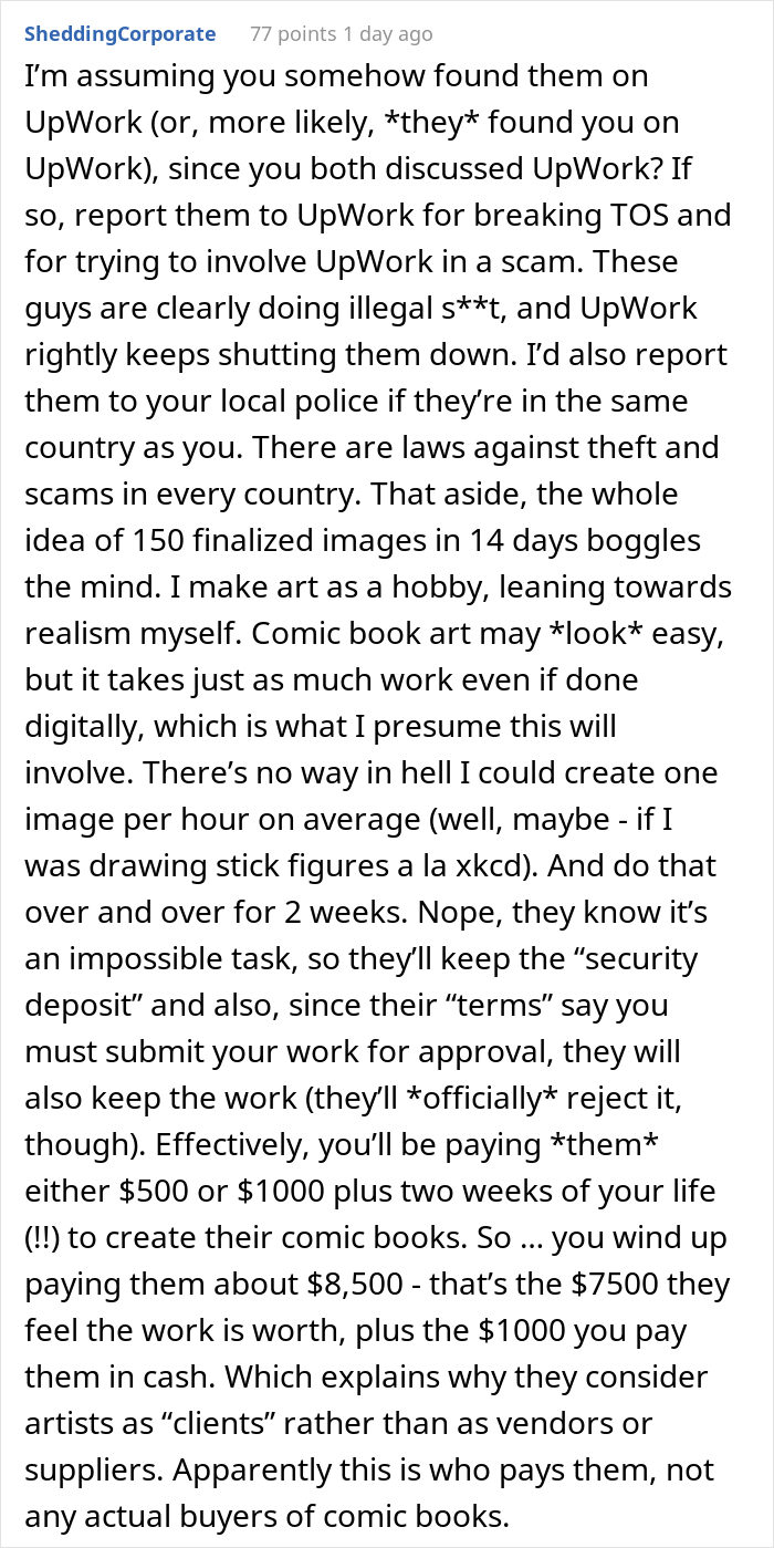 Client Wants Artist To Pay Them $1K As "Security", Gets Shamed Online