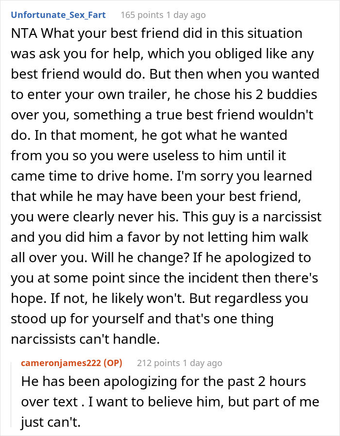 Friends Locked This Guy Out Of His Own Camper Because &ldquo;There Wasn&rsquo;t Enough Room&rdquo;, He Packed And Drove Away The Next Day