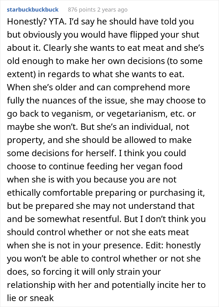 “AITA For Being Upset That My Ex-Husband Fed Our Vegan Daughter Chicken McNuggets” “AITA For Being Upset That My Ex-Husband Fed Our Vegan Daughter Chicken McNuggets”