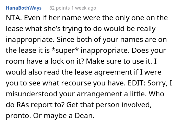 21 Y.O. Woman Gets Called Out For Refusing To Give Up Her Room Because Her Roommate&rsquo;s Dad Needed A Place To Sleep