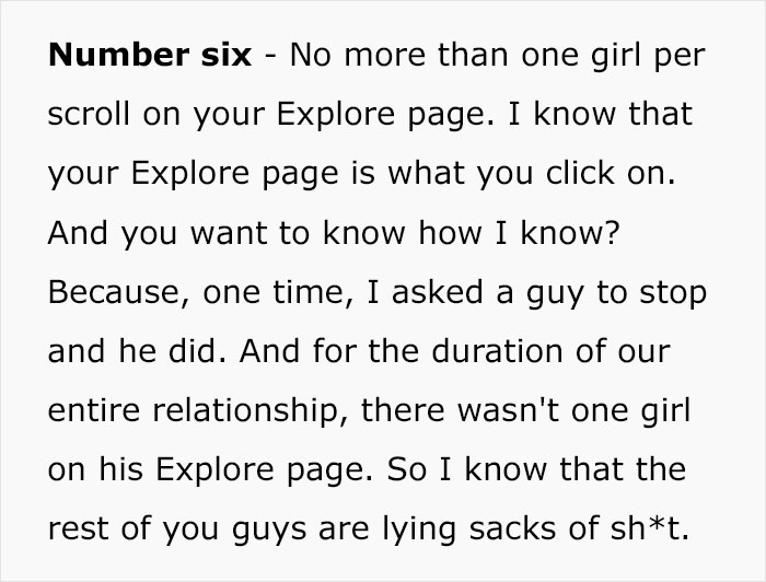 Woman Shares A Controversial List Of Rules She Makes All Of Her Boyfriends Follow Woman Shares A Controversial List Of Rules She Makes All Of Her Boyfriends Follow