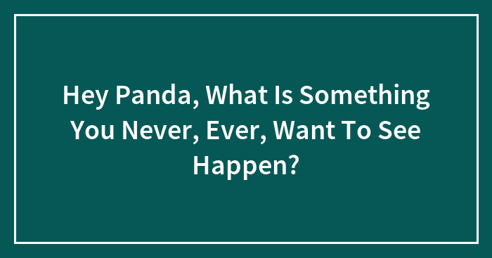 Hey Panda, What Is Something You Never, Ever, Want To See Happen?