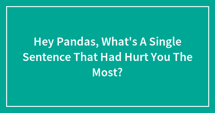Hey Pandas, What’s A Single Sentence That Hurt You The Most? (Closed)