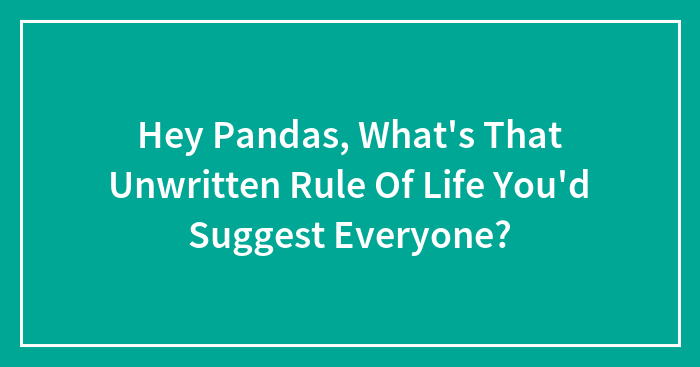 Hey Pandas, What’s That Unwritten Rule Of Life You’d Suggest Everyone? (Closed)