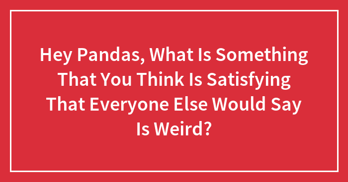 Hey Pandas, What Is Something That You Think Is Satisfying That Everyone Else Would Say Is Weird? (Closed)