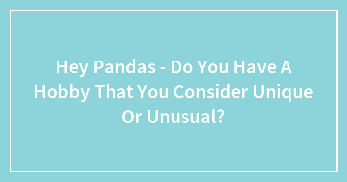 Hey Pandas – Do You Have A Hobby That You Consider Unique Or Unusual? (Closed)