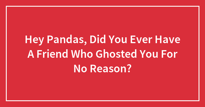Hey Pandas, Did You Ever Have A Friend Who Ghosted You For No Reason? (Closed)