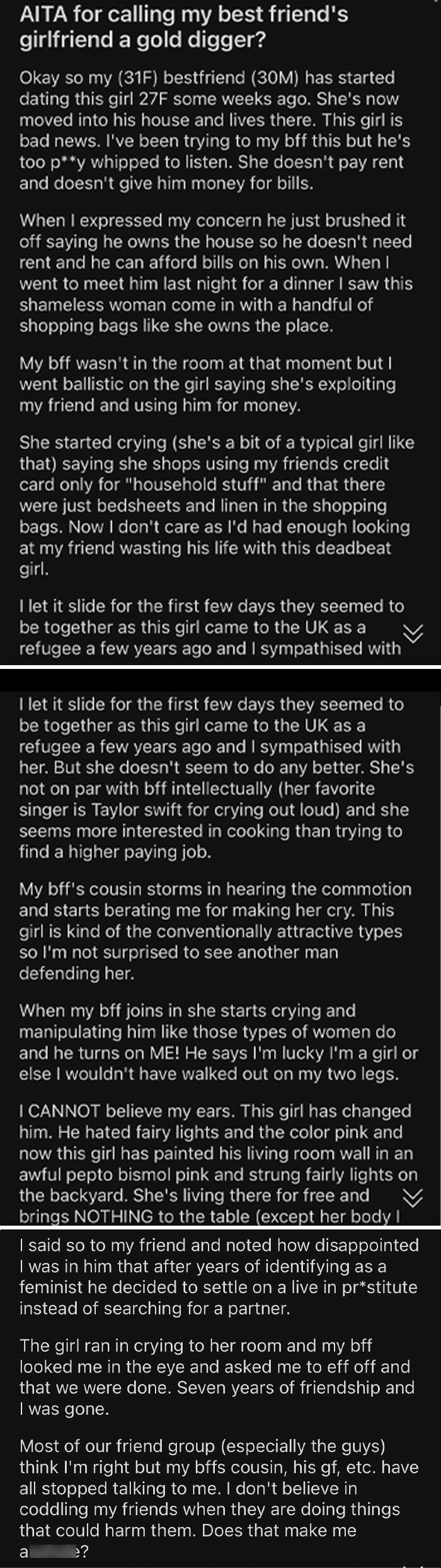 This Gem From Aita. Thinks She’s A Feminist While Belittling Another Woman