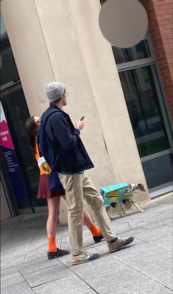 Spotted Velma Walking The Mystery Machine