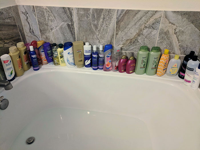 My Wife Never Finishes A Bottle Of Shampoo Or Body Wash Before Buying A New Kind And Leaving The Old Ones