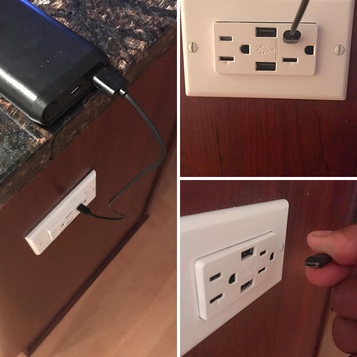 Mi mujer usando un enchufe