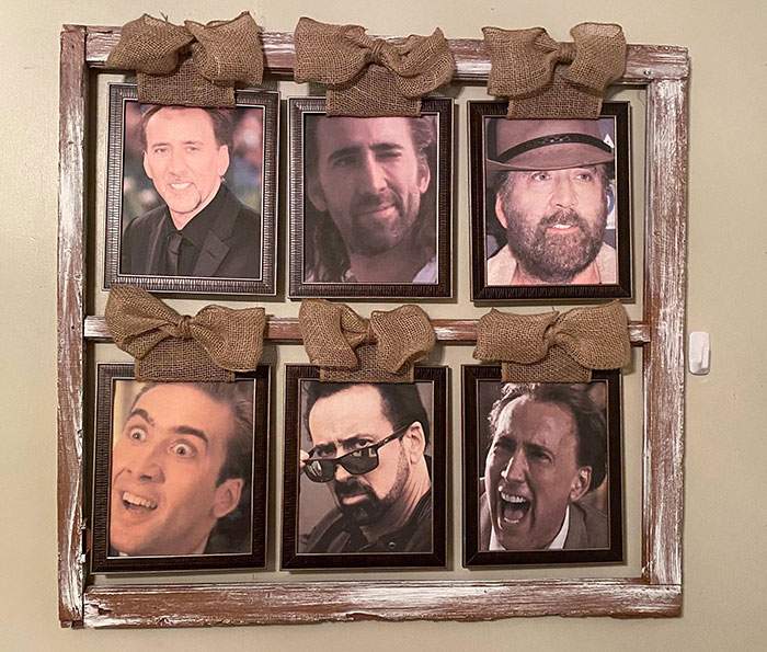 Mi esposa ha tenido este marco de fotos colgado en la pared sin ninguna foto en él. Esta noche, después de que ella se fue a dormir, decidí tomar las riendas de este asunto