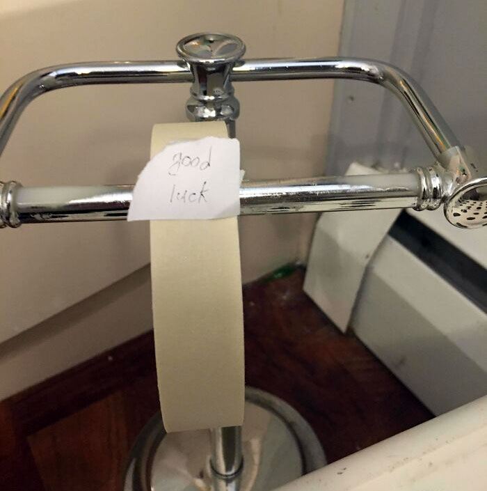 My 11-Year-Old Daughter's April Fools Joke On Us. She Hid The Toilet Paper And Replaced It With Masking Tape
