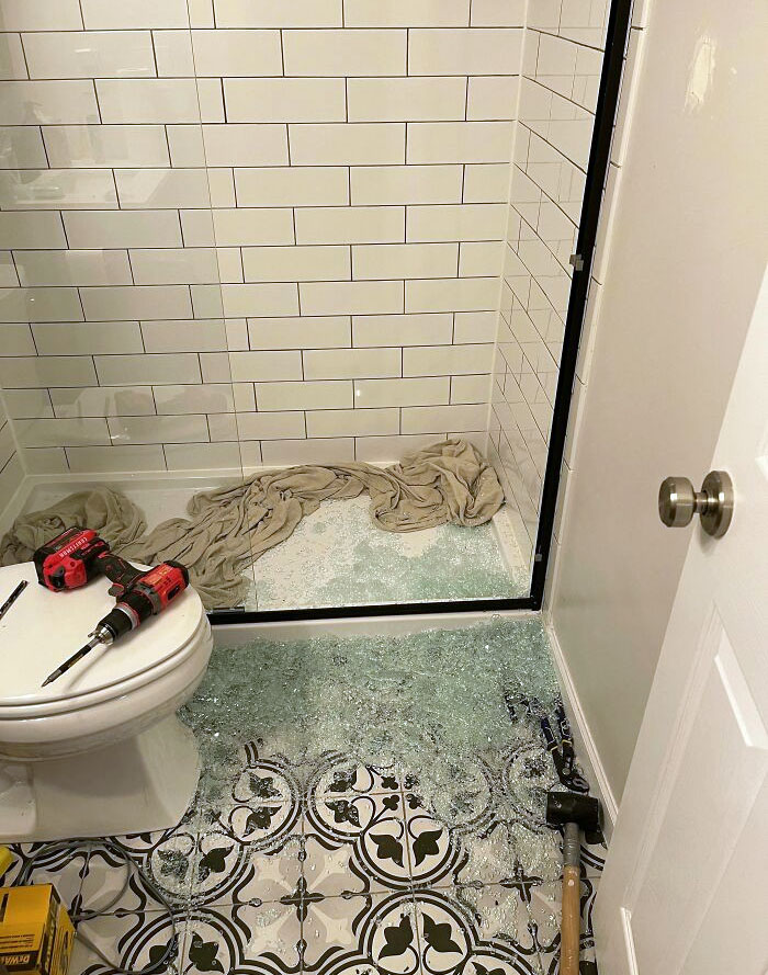 Was Finishing The Last Part Of My DIY Basement/Bathroom Project I Started At End Of 2020. Door Didn’t Want To Cooperate