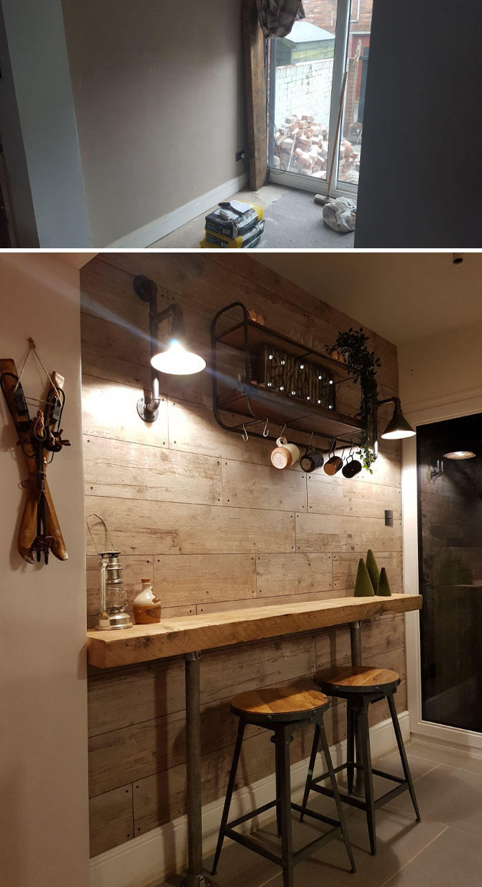 Didn't Know What To Do With This Space Between The Kitchen And Dining Room To Seperate The Rooms So Decided To Make It A Breakfast Bar. Very Little DIY Skills At This Point Also