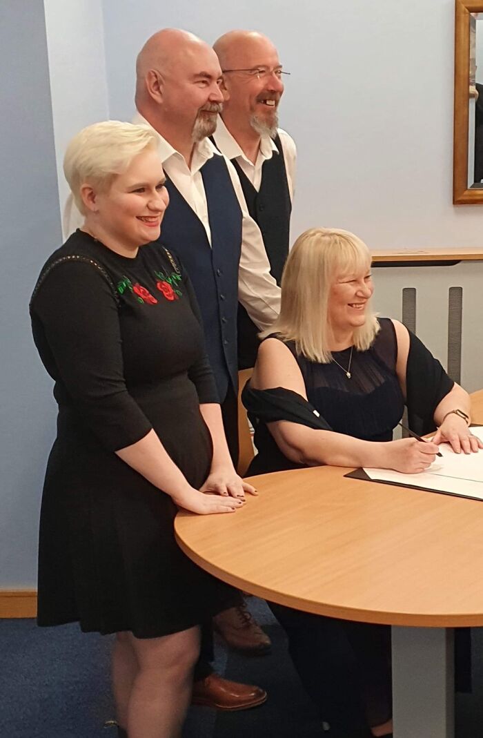 My Happiest Time Is Now- Our Wedding Day Last Year, My Daughter And My Husband’s Best Friend.