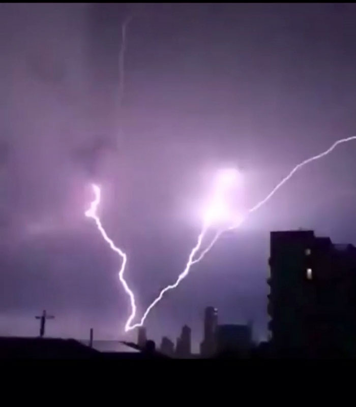 This Ground To Cloud Lightning (Sometimes Called Upward Moving Lightning) In Australia
