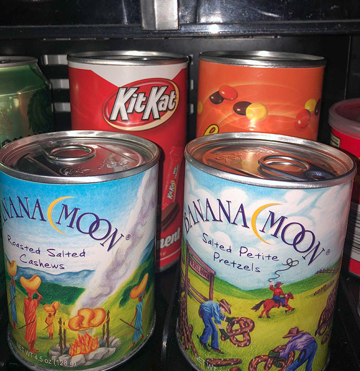 The Minibar In This Hotel Has Canned Kit Kats And Reeces Pieces