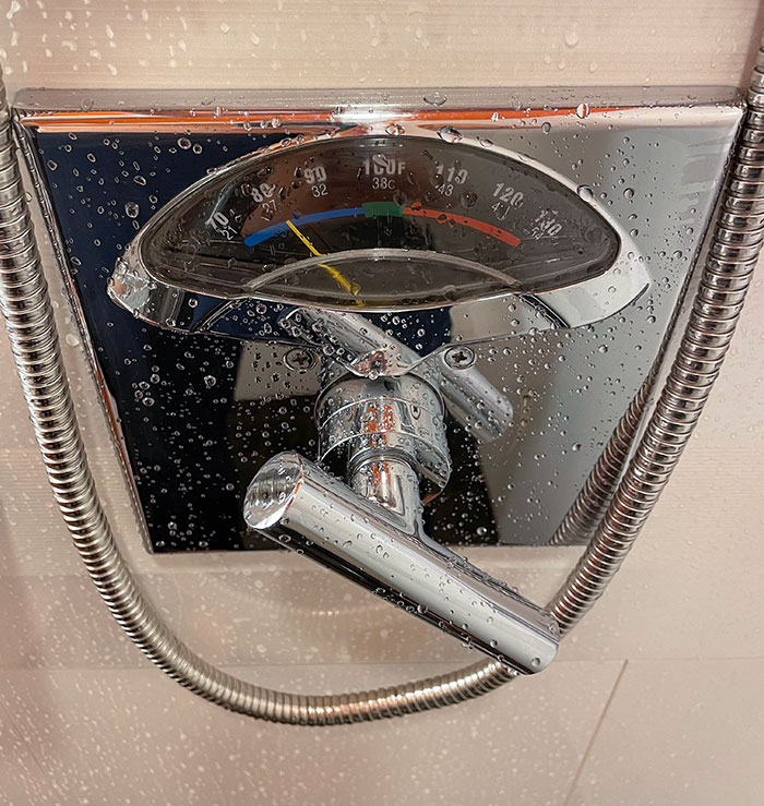 My Hotel Shower Had A Water Thermometer