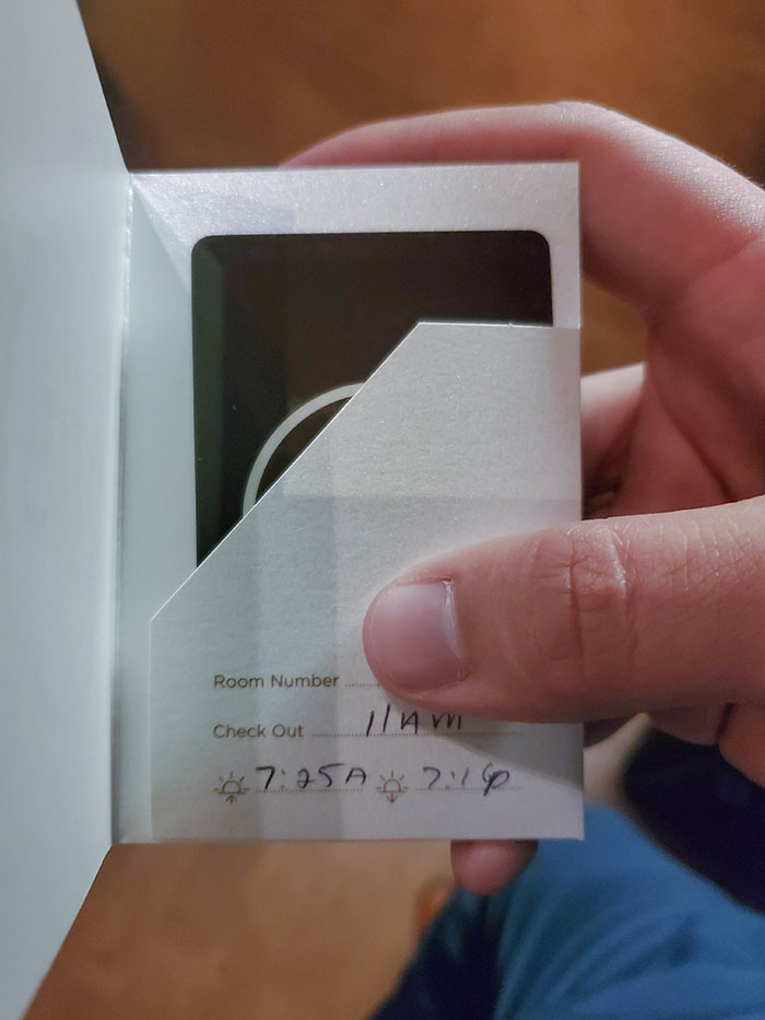 The Hotel I'm Staying At Puts Down The Sunrise And Sunset Times