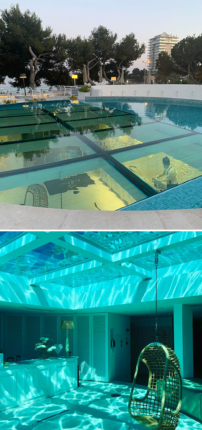 The Hotel Reception Is Below The Swimming Pool