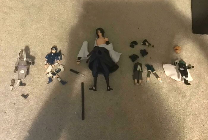 My Younger Cousins Thought It Would Be Fun To Play With My Naruto Figures While I Was At School