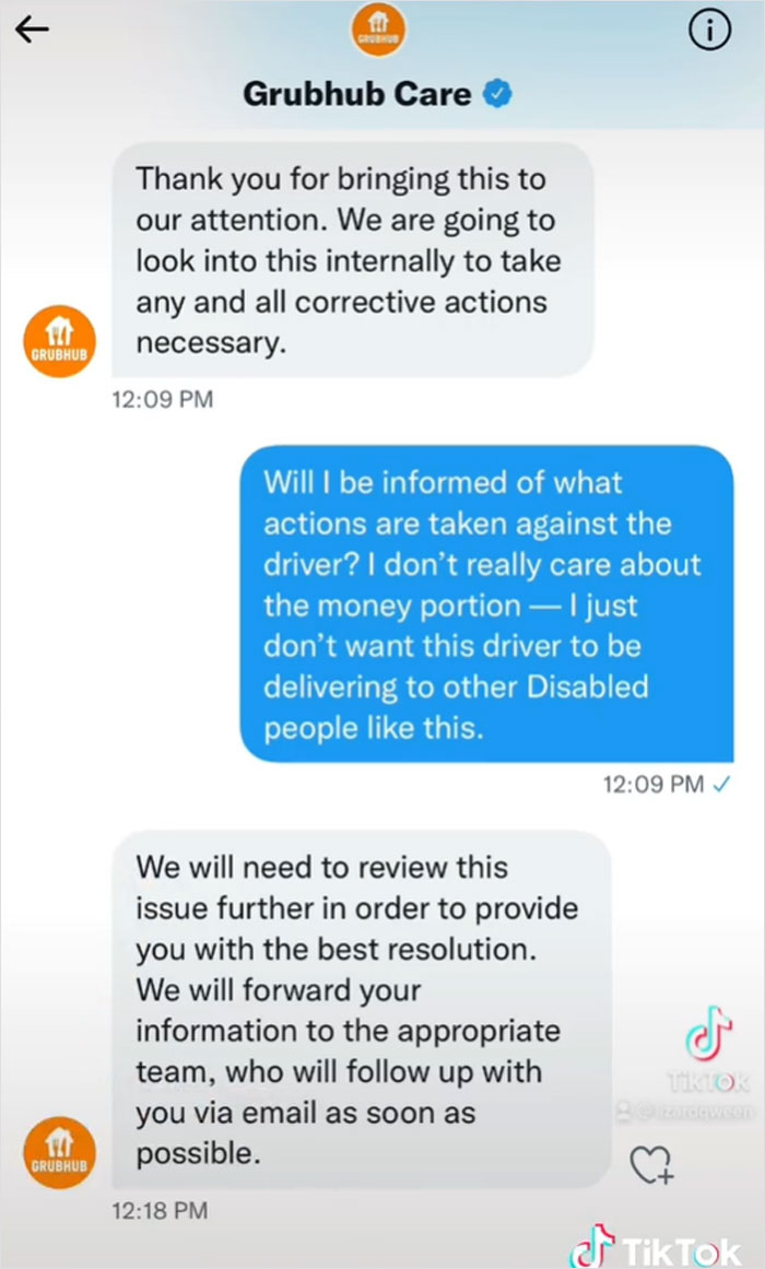 Woman With A Disability Is Appalled At How GrubHub Driver Treated Her After Being Unhappy With 26% Tip Woman With A Disability Is Appalled At How GrubHub Driver Treated Her After Being Unhappy With 26% Tip