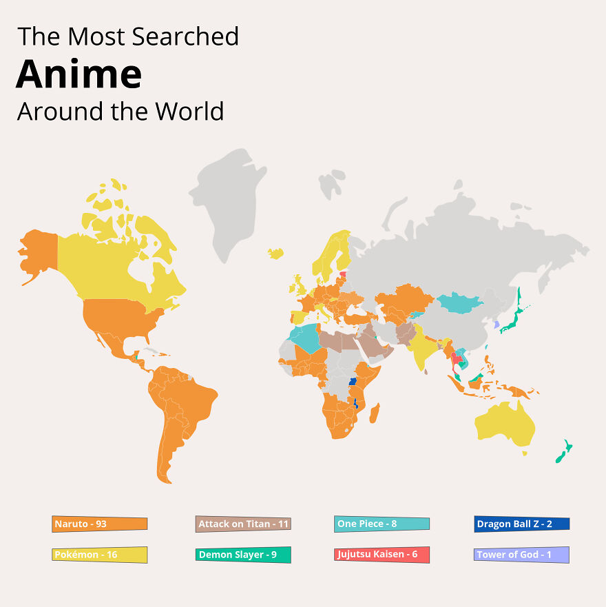 Map Reveals Every Country's Favourite Anime Map Reveals Every Country's Favourite Anime