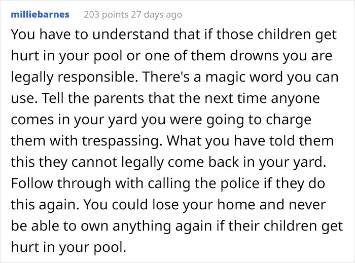 Neighbor Is Enraged After This Woman Doesn’t Allow Their Kids To Use Her Private Pool Since “They’re Just Kids” Neighbor Is Enraged After This Woman Doesn’t Allow Their Kids To Use Her Private Pool Since “They’re Just Kids”