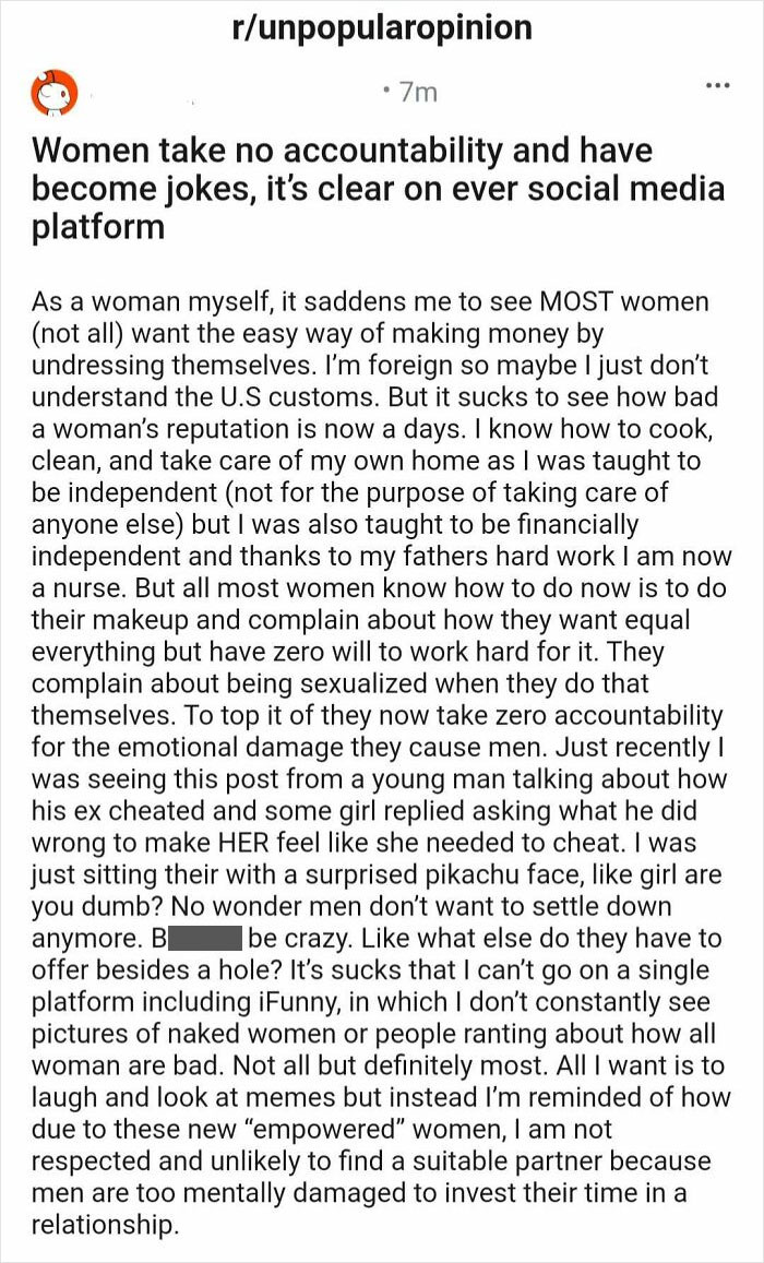 Women Ruined Men And That's The Reason Why I Won't Find A Suitae Partner!