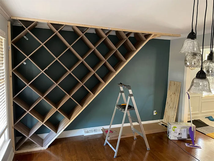 45 Degree Built In Shelving From Two 5x5 Kallax’s