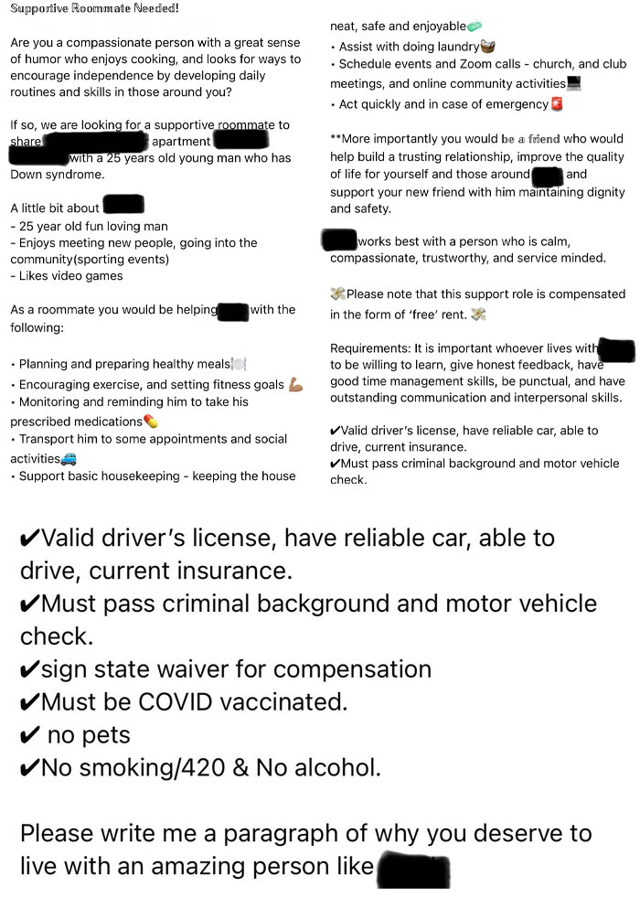 An Absurd Post In A Roommate Finder Group