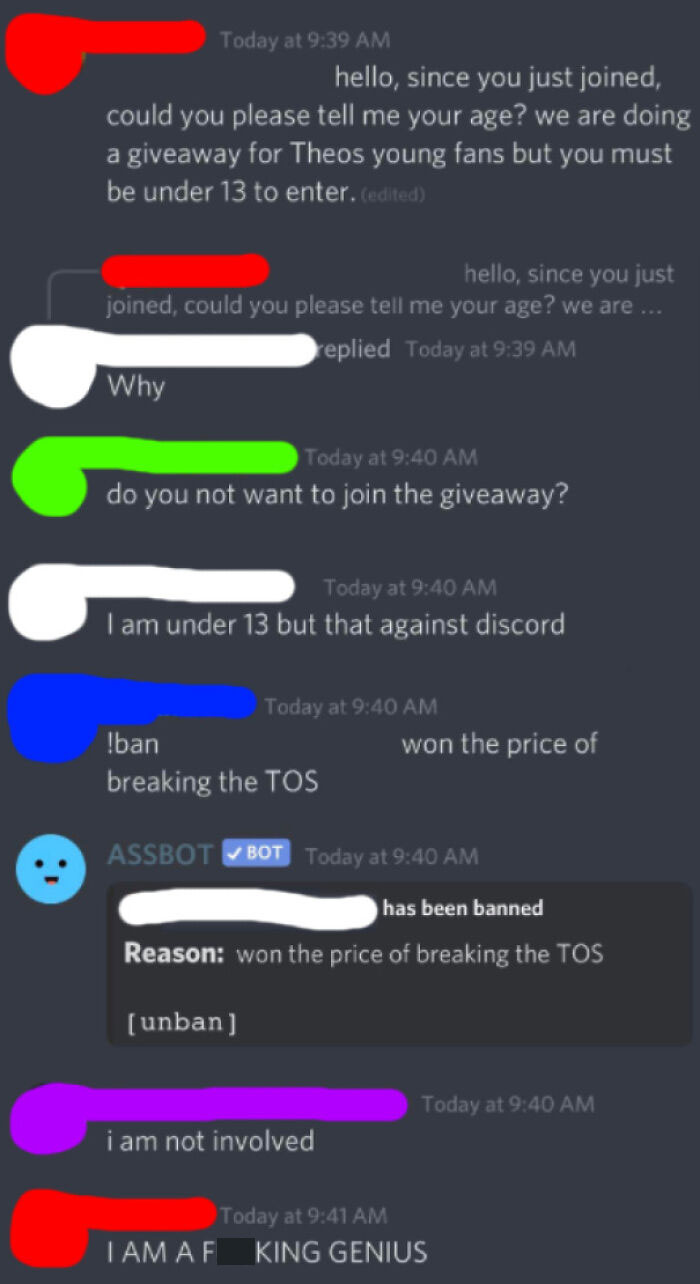 Mad Discord Mod Gets User To Admit They Are Underage