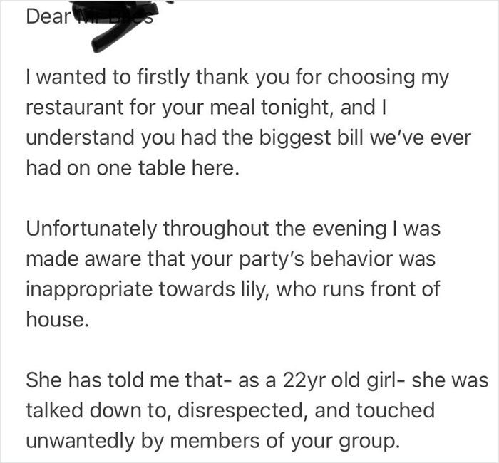 "Never Come Back To My Restaurant": Chef Bans Rude Restaurant Patrons And Gives $1,350 Bill To 22 Y.O. Employee They Disrespected