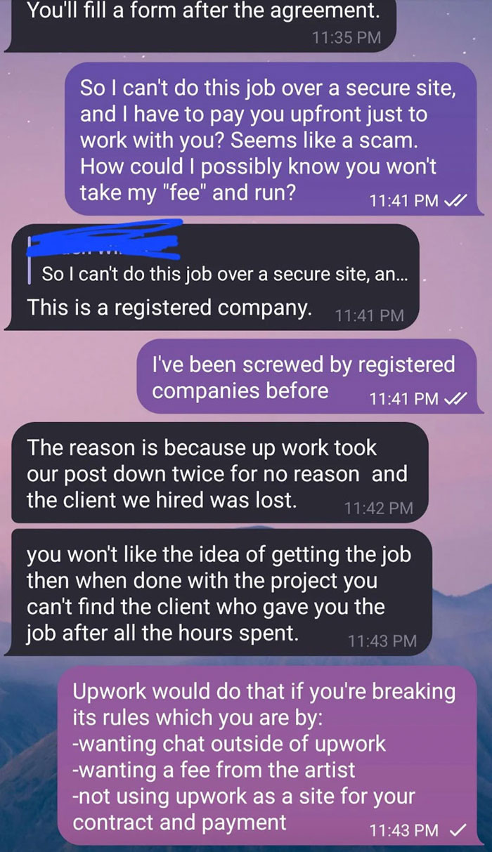 Client Wants Artist To Pay Them $1K As "Security", Gets Shamed Online