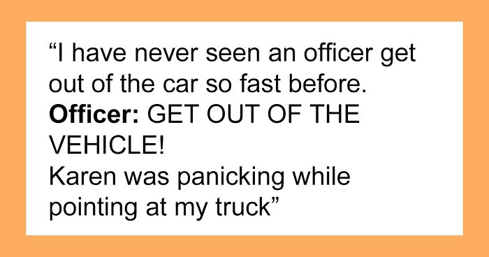 Truck Driver Maliciously Complies To Letting A Karen Illegally Pass Him In Traffic, She Immediately Crashes Into A Cop Car
