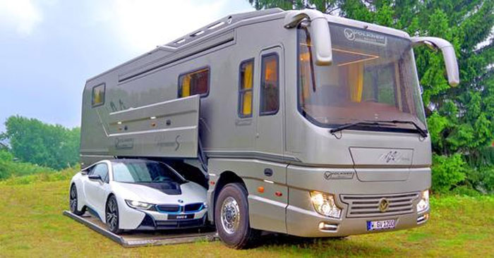 $1.7 Million Luxury Motorhome Has Its Own Garage