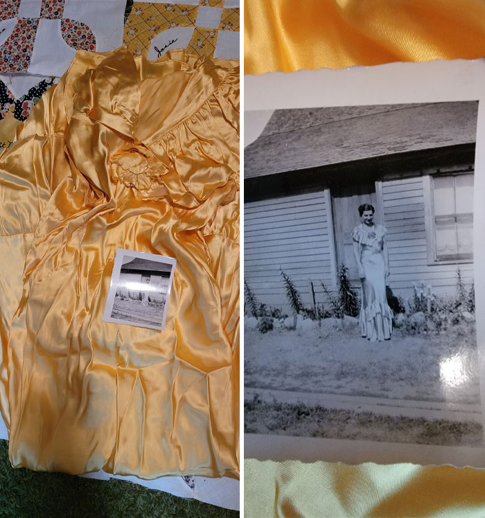 I Found My Grandmother's Formal Dress In Her Hope Chest Today. A Pic Of Her Wearing It Was With It