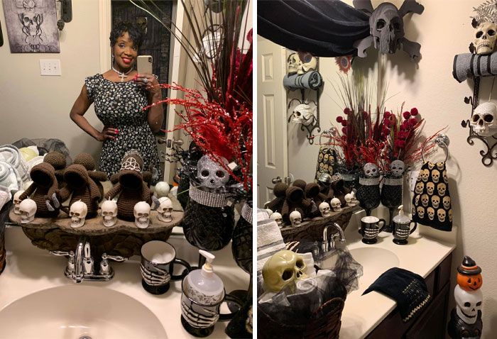 I Have This Weird Love For Skulls. Here Is A Small Collection Of My Babies. Most Of Them Come From My Local Thrift Store Including The Skull Dress