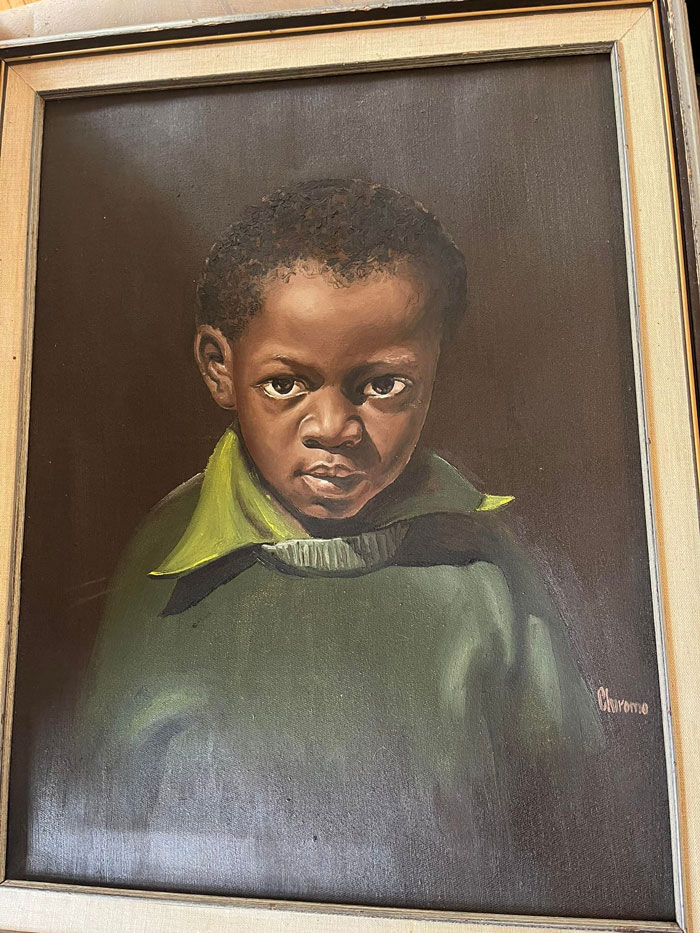 I Bought It 9 Or So Years Ago At A Garage Sale Of All Places. I’m An Artist Myself And Sometimes I Buy Other Artists Works Because I Want To Support Them. The Look In This Child’s Eyes Riveted Me And It Spoke To Me