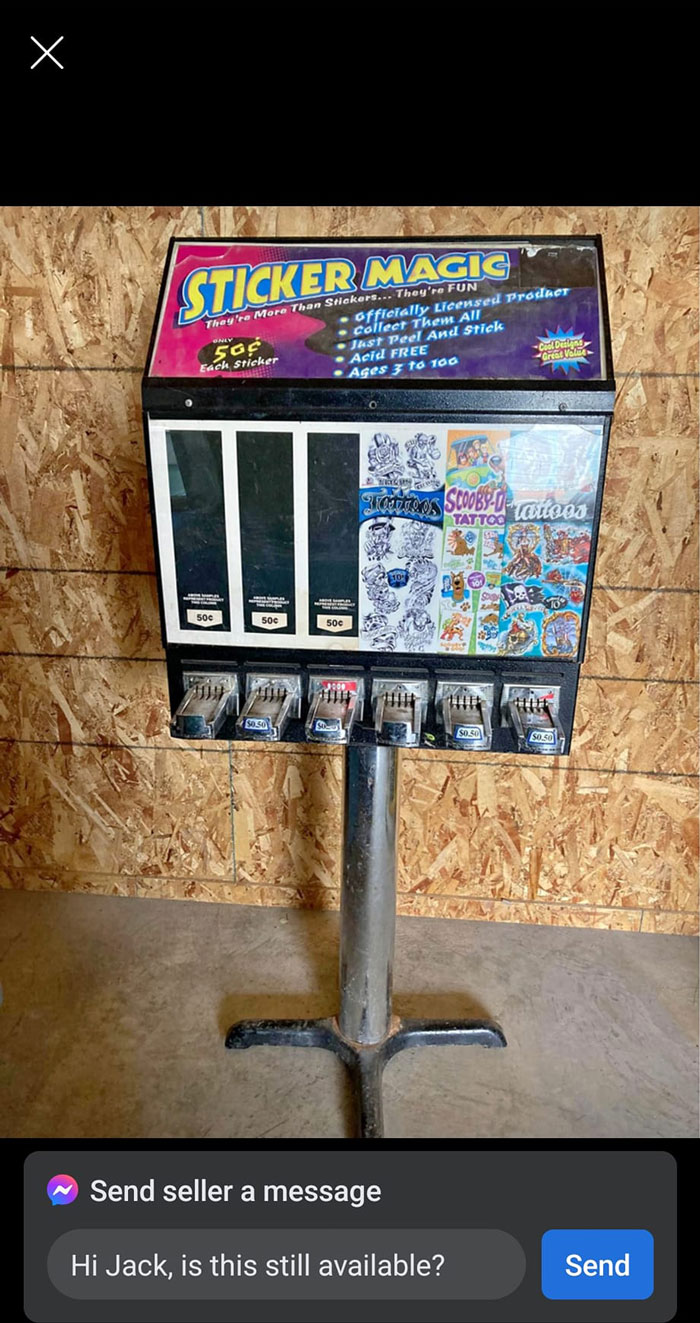 I Found Some Sticker Machines On Fb Marketplace Two Hours Away And Hopped In My Car Immediately To Go Buy One... I Ended Up Buying All 3 And One Of Them Was Still Full Of Stickers From The Early 2000s!!!!