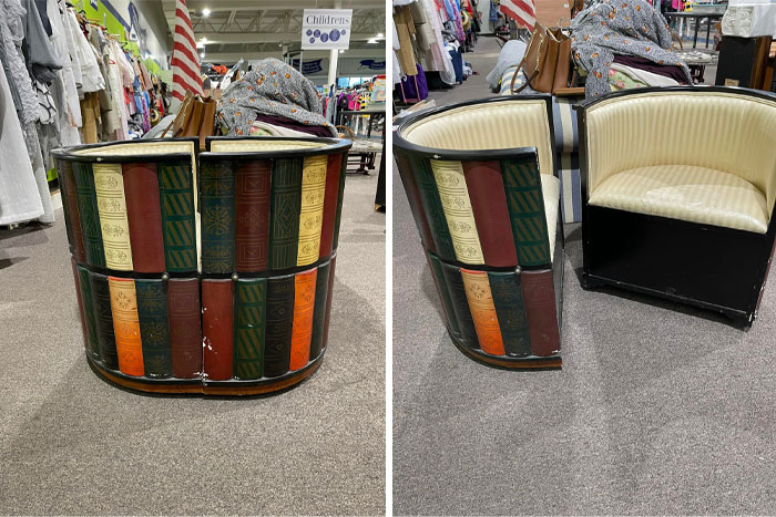 Book Shelf Parlor Chairs That Split. Didn’t Come Home With Me But This Is