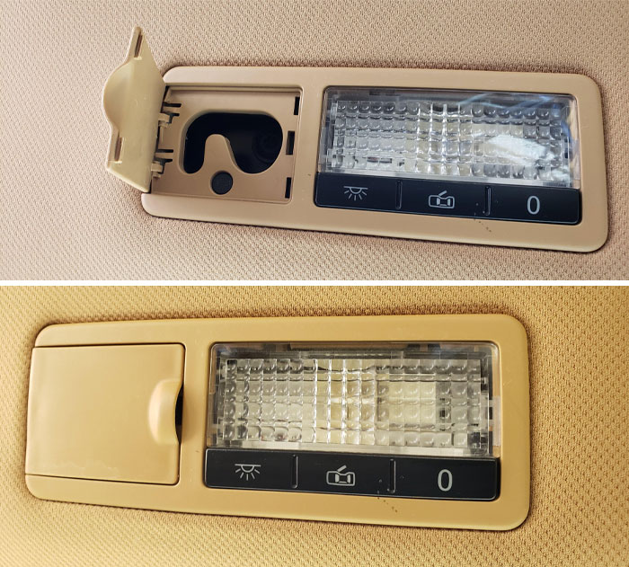 Found Above The Door In The Backseat Of A 2011 Porsche Cayenne; What Are The Holes Behind The Small Door Used For?