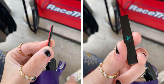 Weird Thing In My Car’s Gas Cap Area? I Was Filling My Car Up At A Gas Station And Noticed This Weird Metal Tile That Had Been Left In The Little Area Where My Gas Cap/Tank Is. I Drive A ‘99 So Anyone Can Open My Gas Cover. Lemme Know If I’m Being Tracked Or Anything