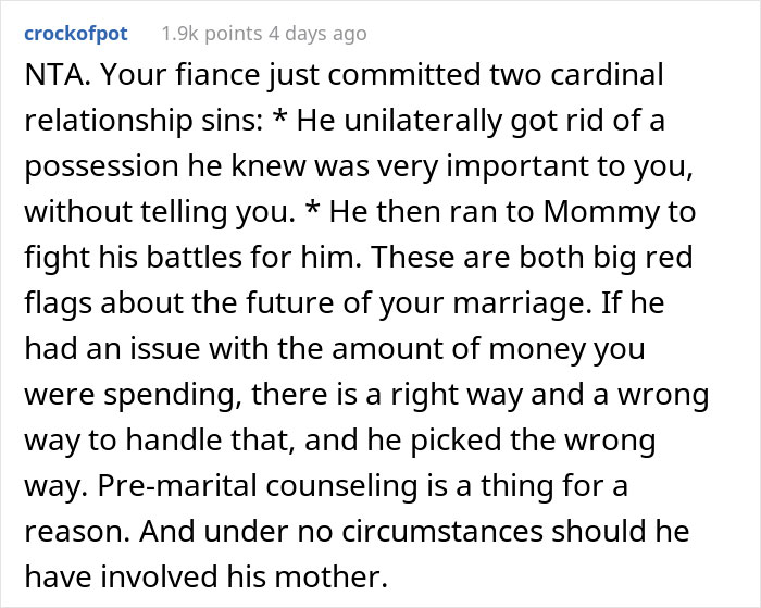 “He Told Me I Should Grow Up”: Man Returns His Future Wife’s Dream Wedding Dress Unbeknownst To Her Because It “Was Wasting Money” “He Told Me I Should Grow Up”: Man Returns His Future Wife’s Dream Wedding Dress Unbeknownst To Her Because It “Was Wasting Money”