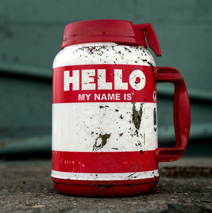 Dirty thermos on a ground 